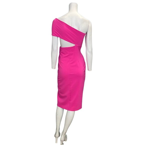 La Pateau One Shoulder High Slit Cocktail Dress Hot Pink Size XL NWT - Picture 5 of 5